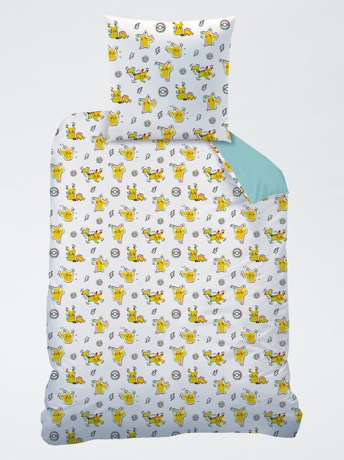 Parure de lit 'Pokemon' 2 pièces 1 personne : housse de couette + taie d'oreiller - Kiabi
