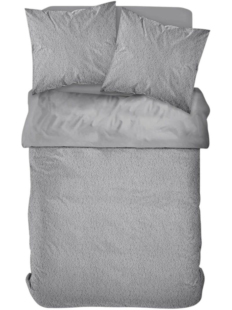 Parure de lit polaire teddy BIEN AU CHAUD Gris - Kiabi