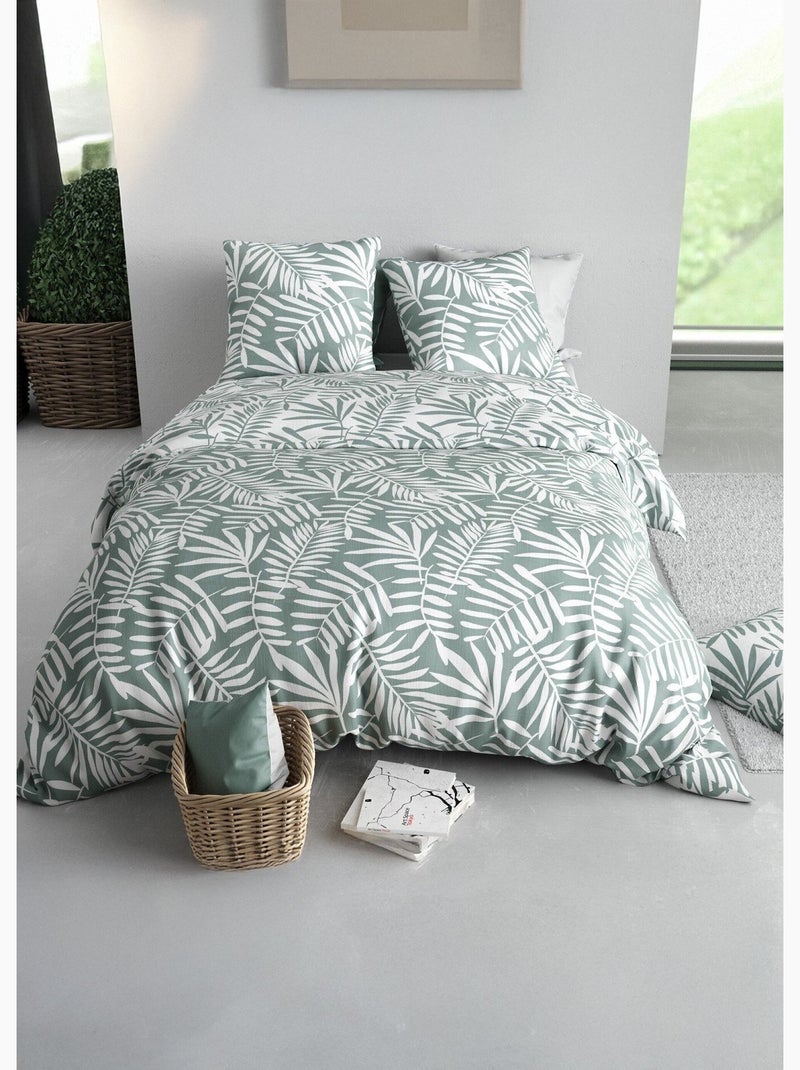 Parure de lit polycoton 2 pers feuillage - AFIBEL Vert Sauge - Kiabi