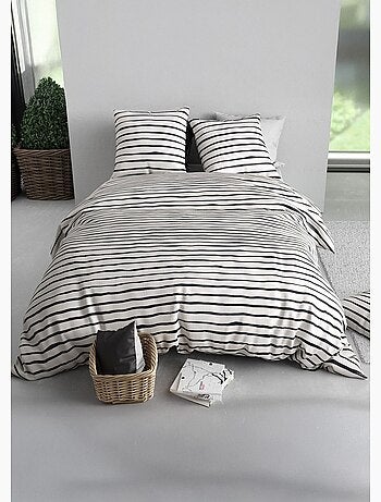 Parure de lit polycoton 2 pers, rayures - AFIBEL