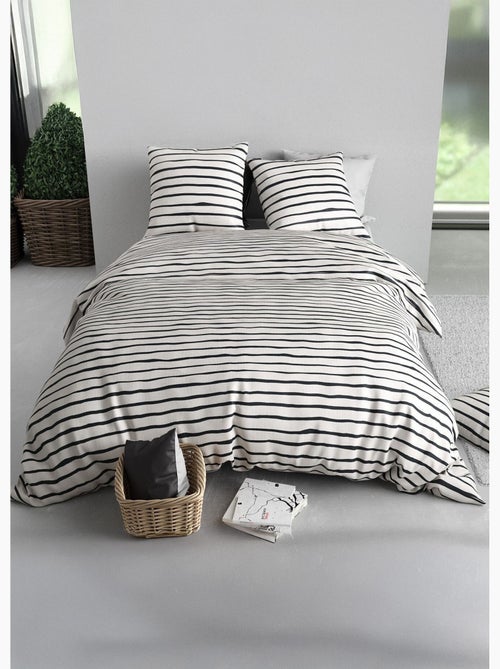 Parure de lit polycoton 2 pers, rayures - AFIBEL - Kiabi