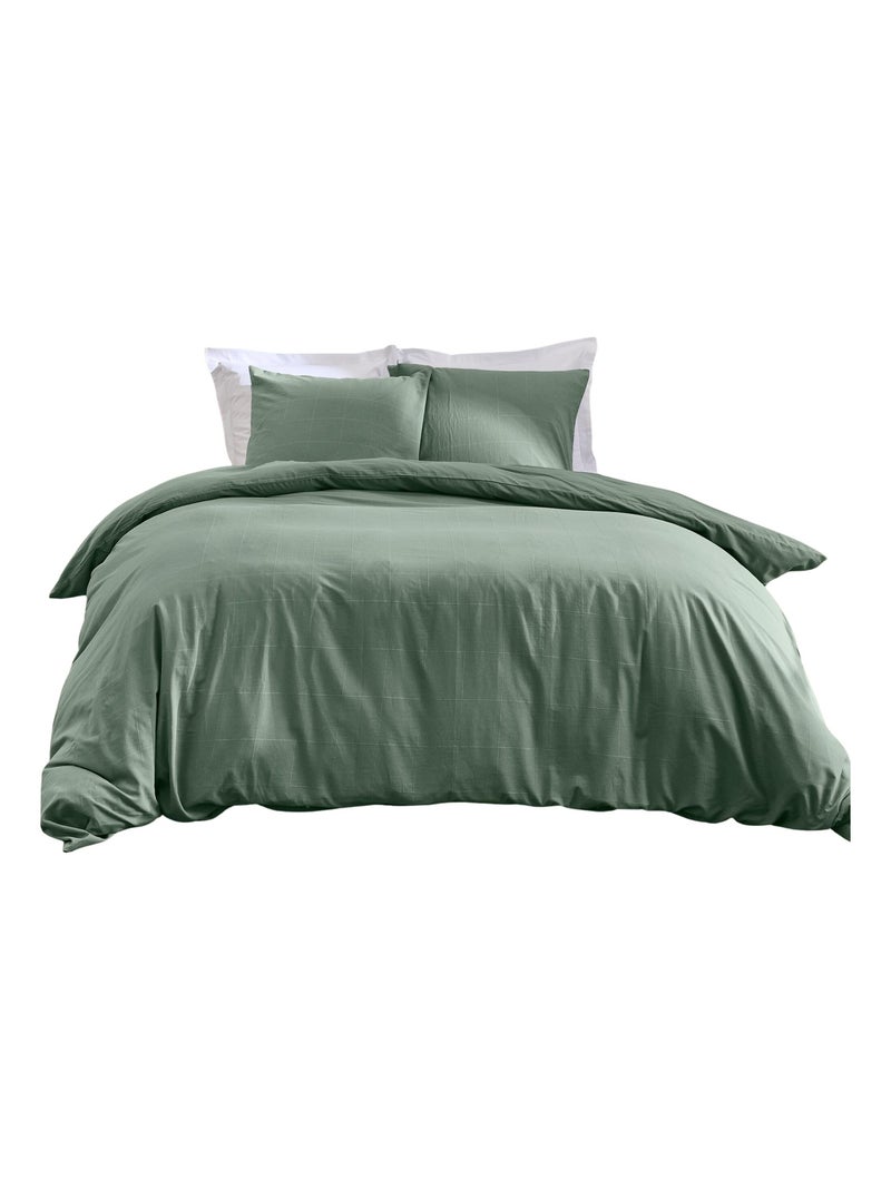 Parure de lit Polycoton Linella Ivoire Douceur d'Intérieur Vert Sauge - Kiabi