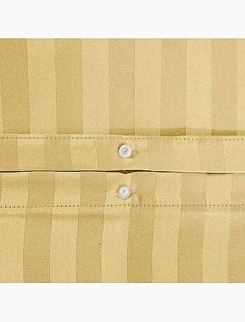 Parure de lit polyester effet satin fines rayures 2 places jaune Andrea