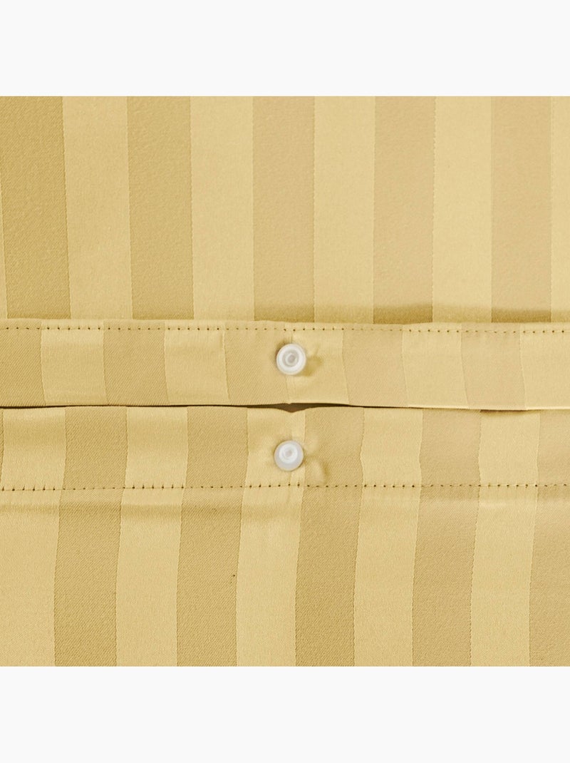 Parure de lit polyester effet satin fines rayures 2 places jaune Andrea Jaune - Kiabi
