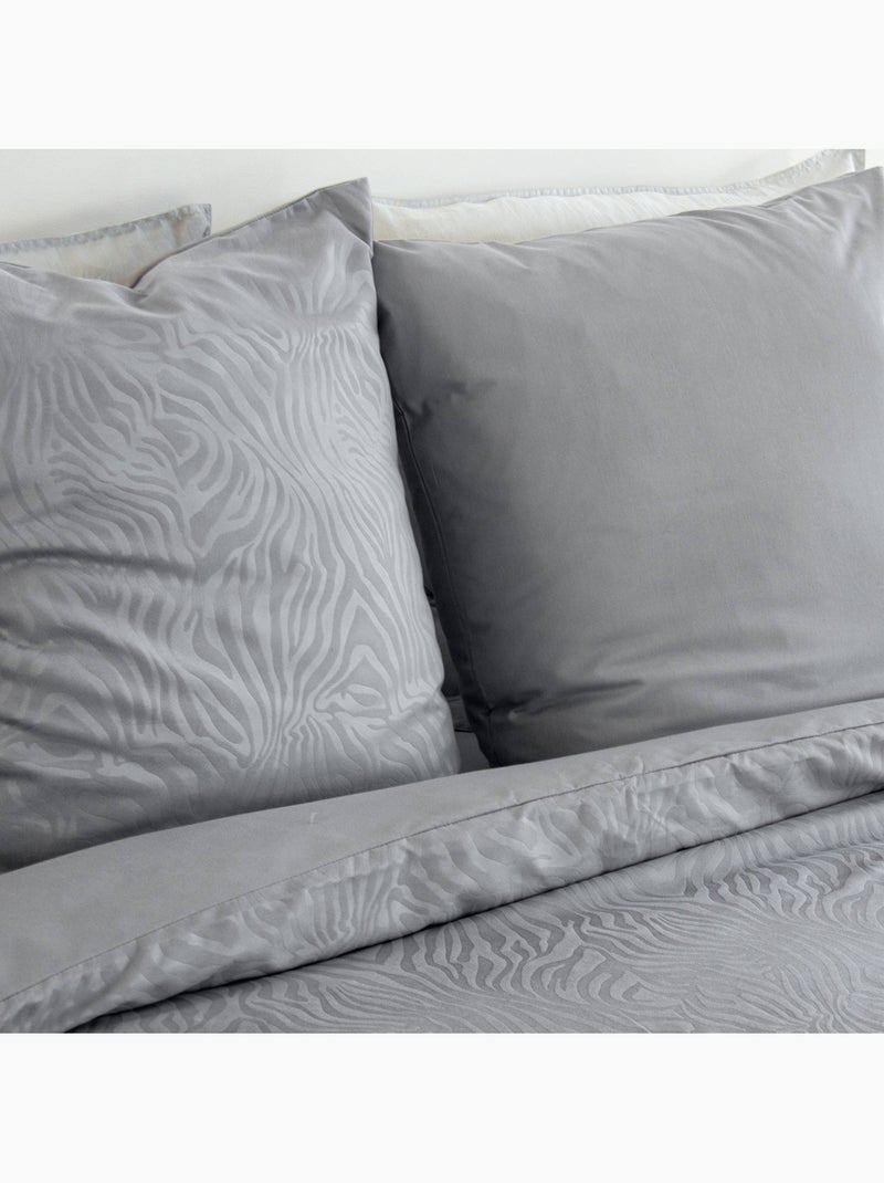 Parure de lit polyester réversible imprimé zèbre 2 places gris Ondula Blanc Argenté Noir - Kiabi