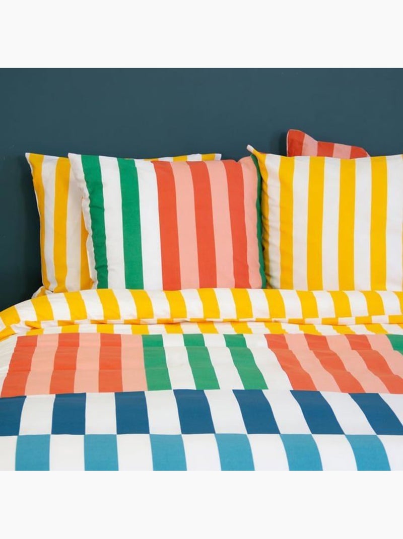 Parure de lit rayée coton - 3 pièces Multicolore - Kiabi