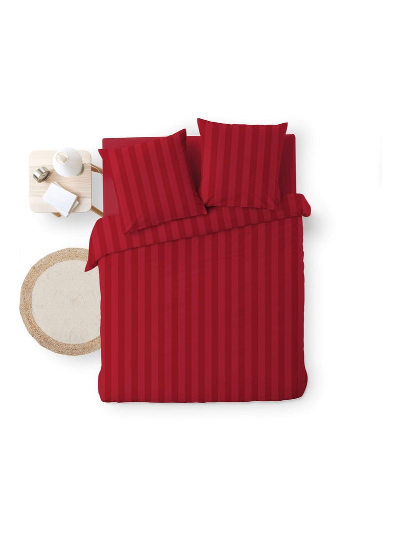 Parure de lit rayures dans le tissage Rouge - Kiabi