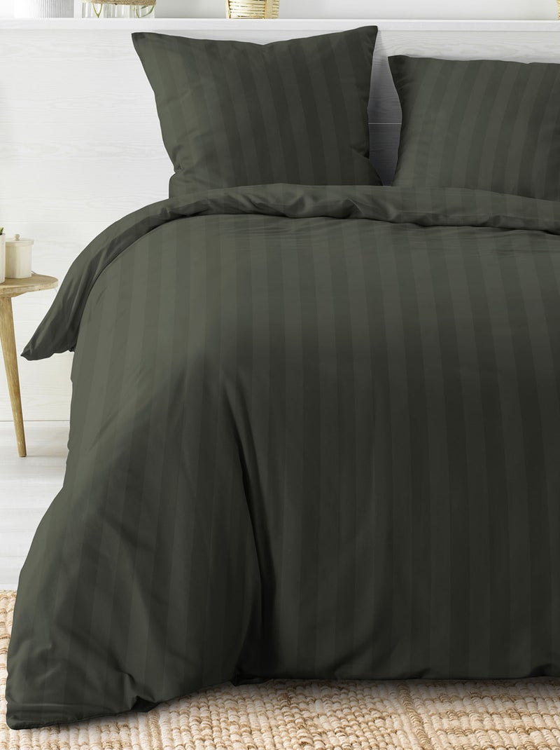 Parure de lit rayures dans le tissage Vert - Kiabi