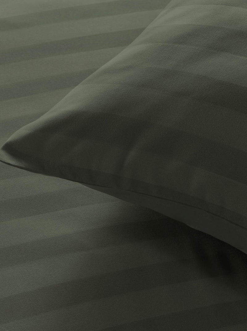 Parure de lit rayures dans le tissage Vert - Kiabi