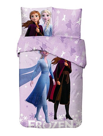 Parure de Lit Reine des Neiges Frozen Enfant, 100% Coton Oeko-Tex, Imprimée Réversible, Lit 1 place