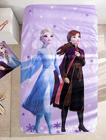 Parure de Lit Reine des Neiges Frozen Enfant, 100% Coton Oeko-Tex, Imprimée Réversible, Lit 1 place