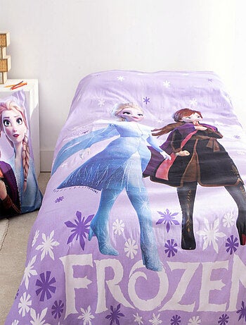 Parure de Lit Reine des Neiges Frozen Enfant, 100% Coton Oeko-Tex, Imprimée Réversible, Lit 1 place