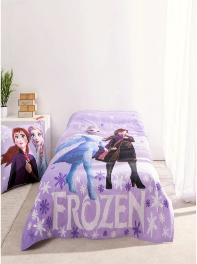 Parure de Lit Reine des Neiges Frozen Enfant, 100% Coton Oeko-Tex, Imprimée Réversible, Lit 1 place Rose - Kiabi