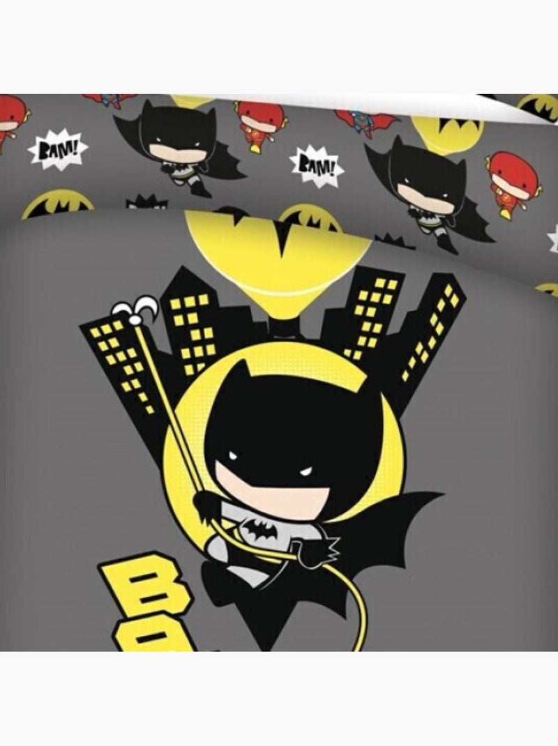 Parure de lit réversible - Batman dans la ville - 140 cm x 200 cm Multicolore - Kiabi