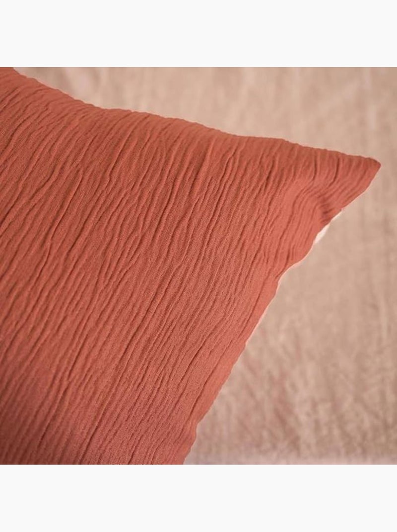 Parure de lit réversible  - Effet gaze de coton Orange - Kiabi