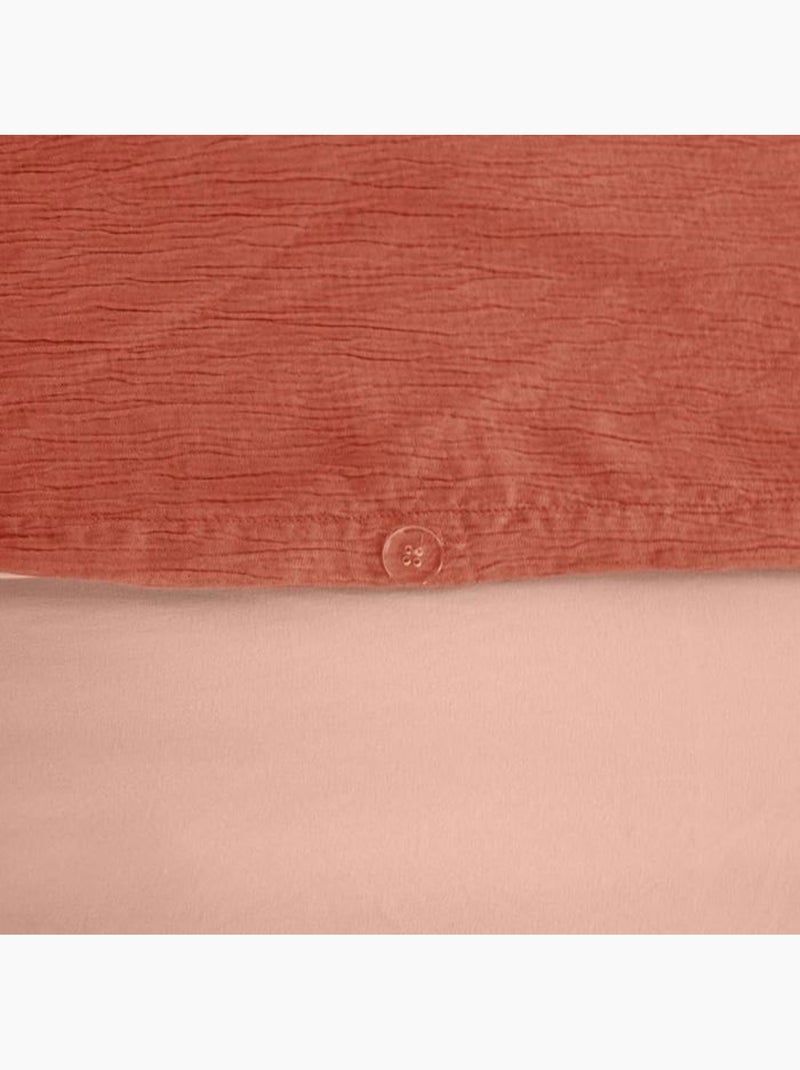 Parure de lit réversible  - Effet gaze de coton Orange - Kiabi