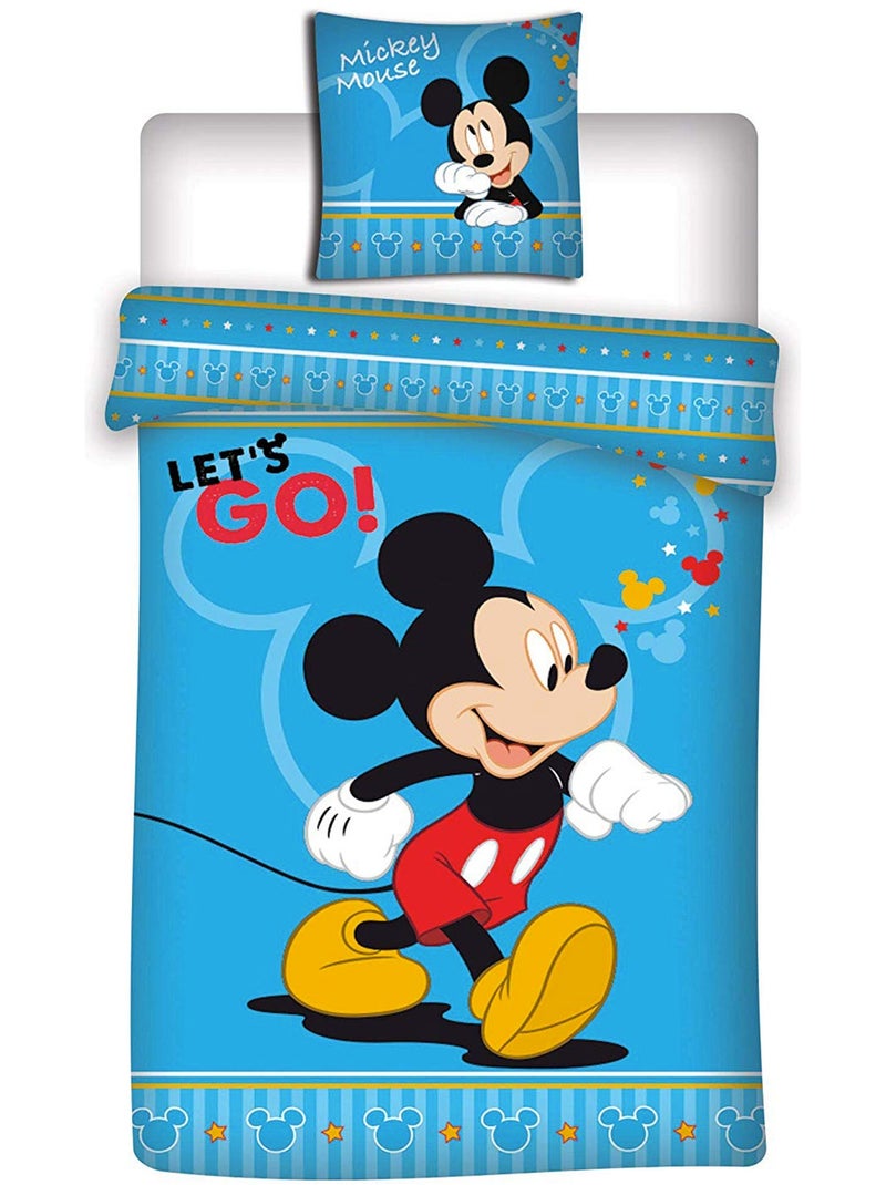 Parure de lit réversible - Mickey qui marche - 140 cm x 200 cm Multicolore - Kiabi