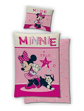 Parure de lit réversible - Minnie et son chat - 140 cm x 200 cm
