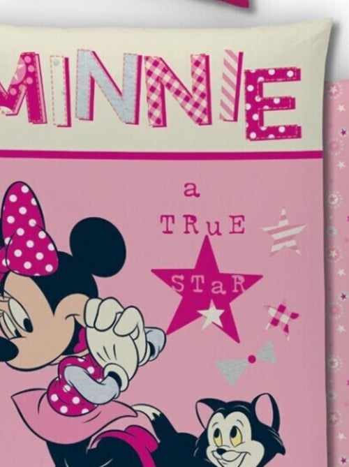 Parure de lit réversible - Minnie et son chat - 140 cm x 200 cm - Kiabi