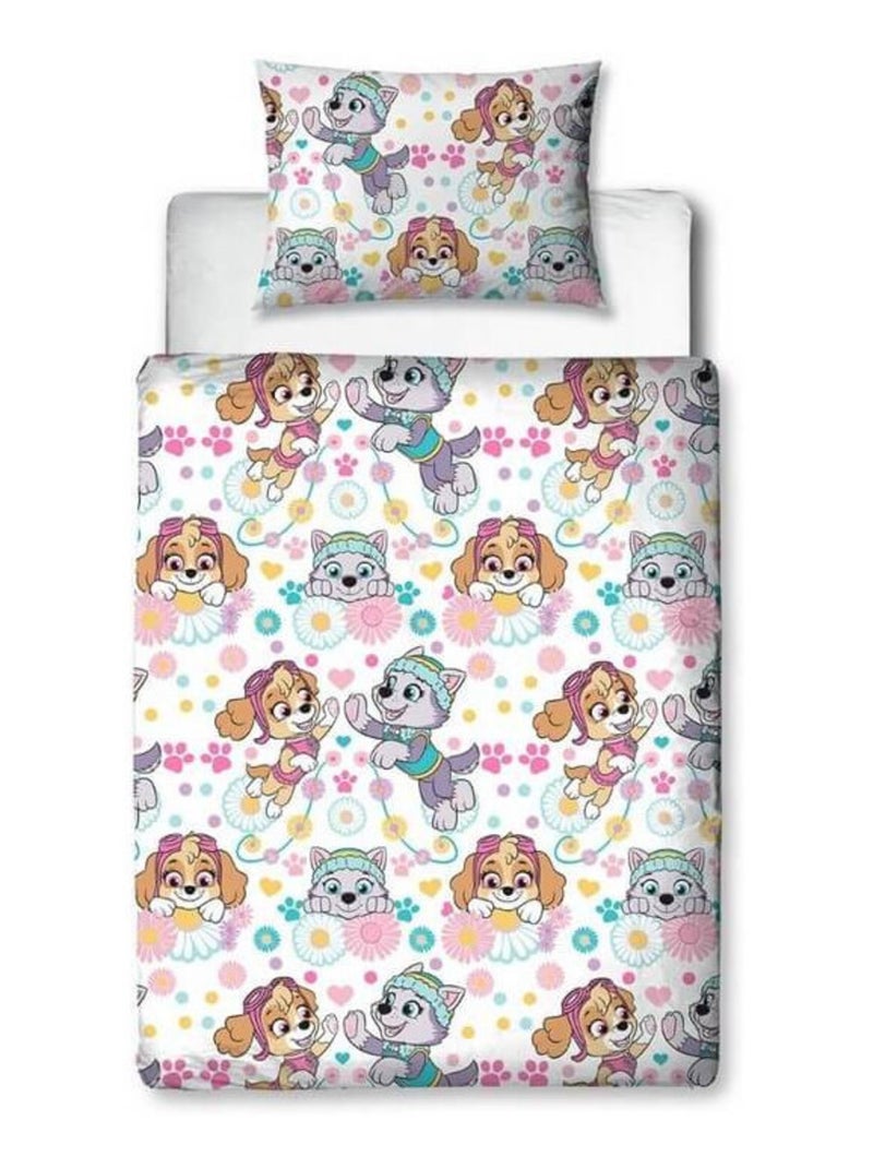 Parure de lit réversible - Pat' Patrouille Fleurs - 120 cm x 150 cm Blanc - Kiabi