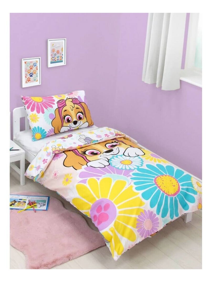 Parure de lit réversible - Pat' Patrouille Fleurs - 120 cm x 150 cm Blanc - Kiabi