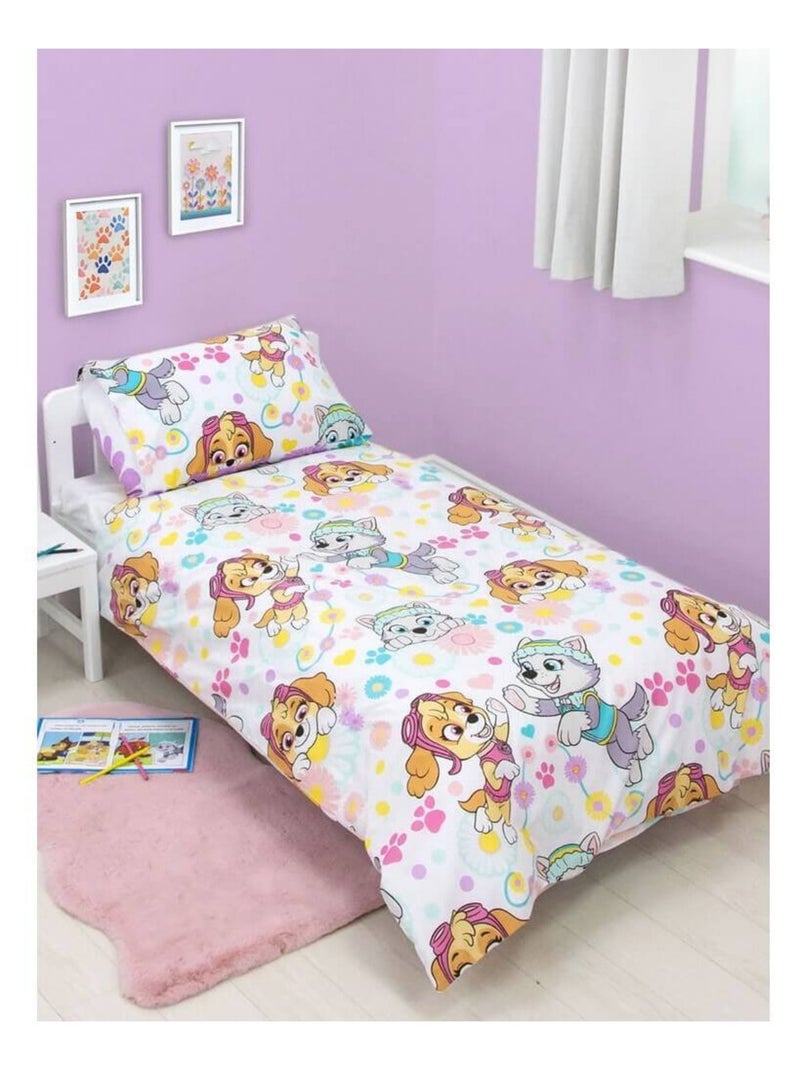 Parure de lit réversible - Pat' Patrouille Fleurs - 120 cm x 150 cm Blanc - Kiabi