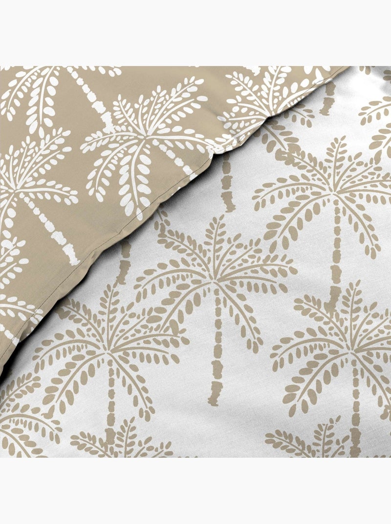 Parure de lit réversible 100% coton Beige grès - Kiabi
