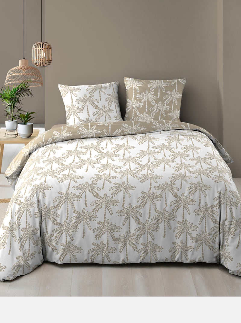 Parure de lit réversible 100% coton Beige grès - Kiabi