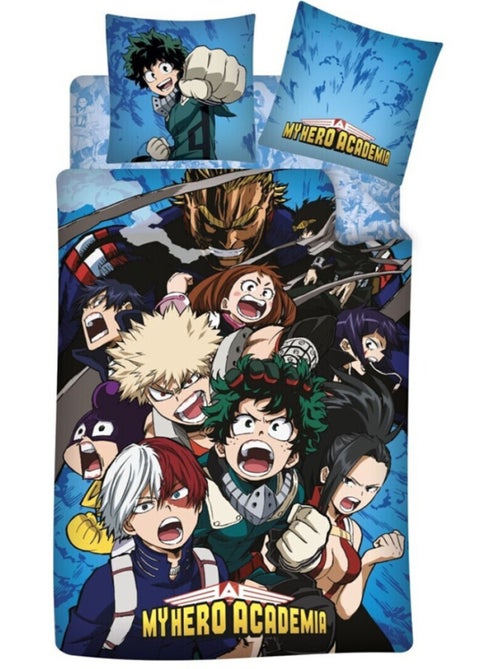 Parure de lit réversible 140x200 cm et drap housse 90x200 cm - My Heros Academia - Kiabi