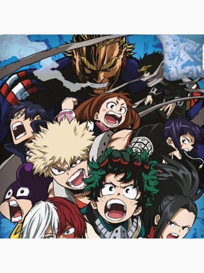 Parure de lit réversible 140x200 cm et drap housse 90x200 cm - My Heros Academia Multicolore - Kiabi
