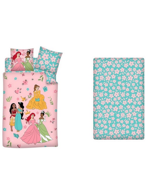 Parure de lit réversible 140x200 cm et drap housse 90x200 cm  Disney Princesse - Kiabi