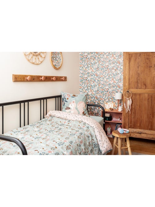 Parure de lit réversible + 2 taies d’oreiller – Coton 57 fils – Ecureuil Tamia - Kiabi