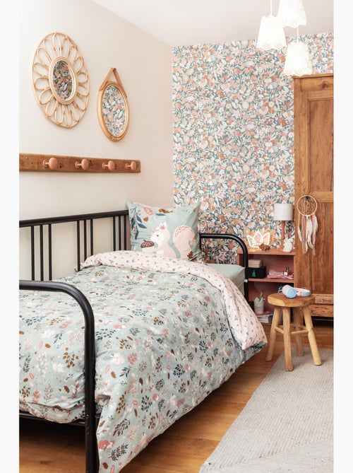 Parure de lit réversible + 2 taies d’oreiller – Coton 57 fils – Ecureuil Tamia - Kiabi