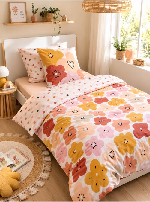 Parure de lit réversible 3 pièces Coton imprimé POPPY - Kiabi