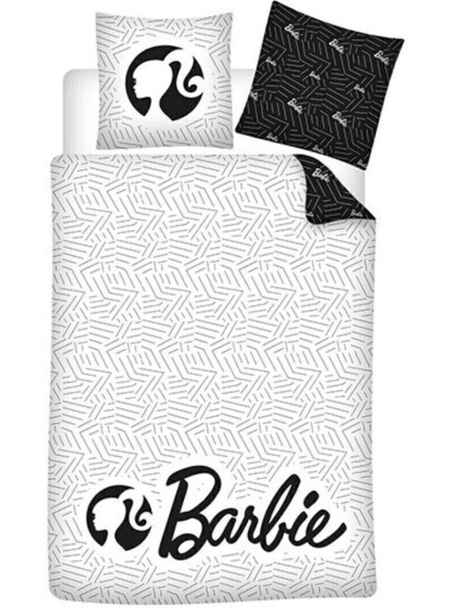 Parure de lit réversible Barbie - Noir Et Blanc - 140 cm x 200 cm - Kiabi