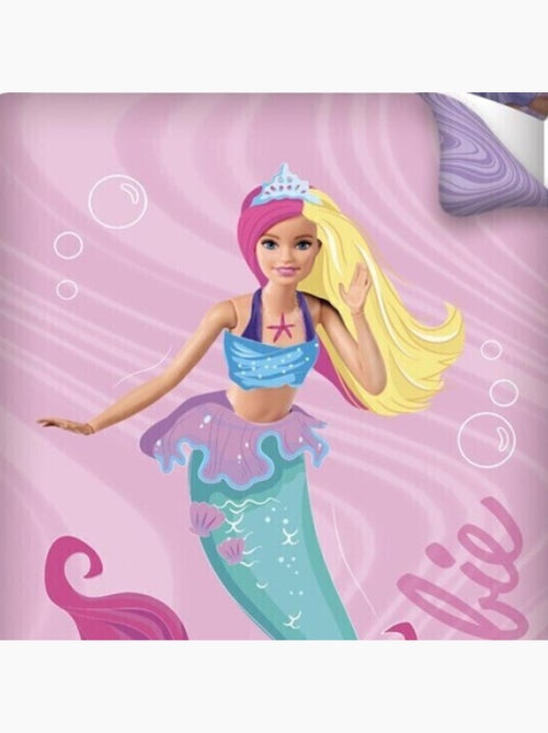 Parure de lit réversible Barbie Sirène - Rose - 140 cm x 200 cm - Kiabi