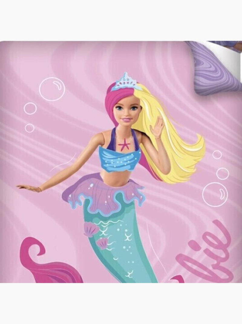 Parure de lit réversible Barbie Sirène - Rose - 140 cm x 200 cm Rose - Kiabi