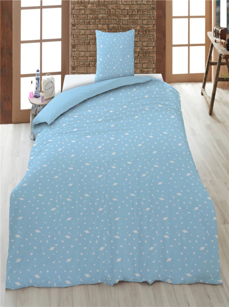 Parure de Lit Réversible Bluey Family – Housse de Couette 140x200 cm + Taie d'oreiller 65x65 cm Blanc Bleu - Kiabi
