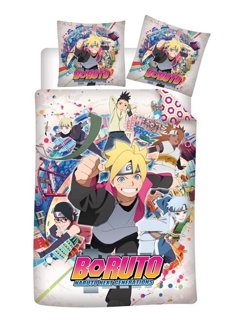 Parure de lit réversible Boruto et tous les personnages - Naruto Next Generations - 140 cm x 200 cm - Kiabi