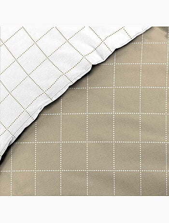 Parure de lit réversible – Carreaux chic – 100% coton 57 fils – 2 taies 63x63 cm