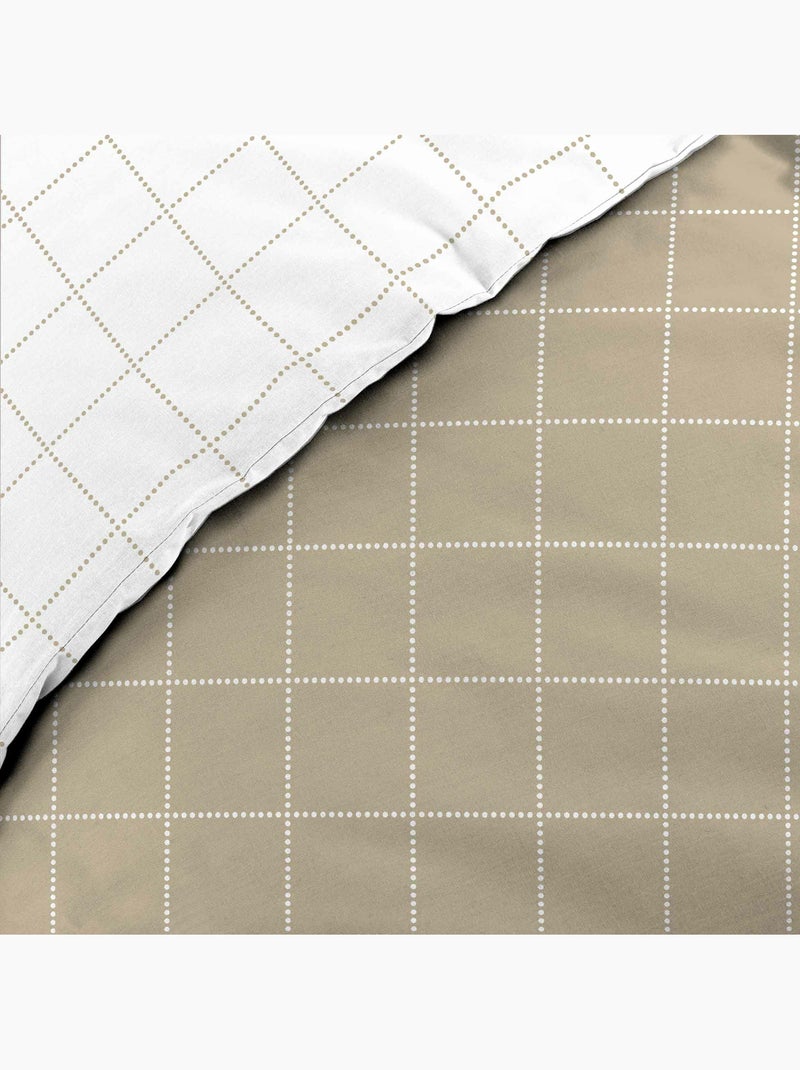 Parure de lit réversible – Carreaux chic – 100% coton 57 fils – 2 taies 63x63 cm Blanc - Kiabi