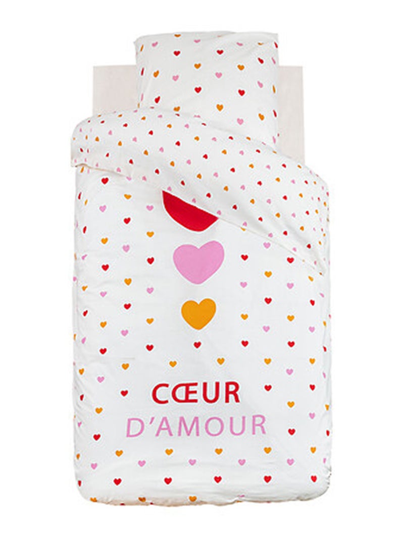 Parure de lit réversible coeur d'amour Blanc - Kiabi