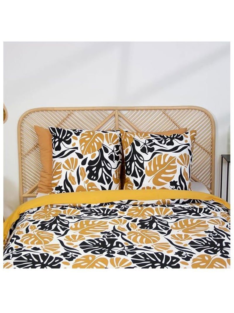 Parure de lit réversible coton - 3 pièces Jaune - Kiabi