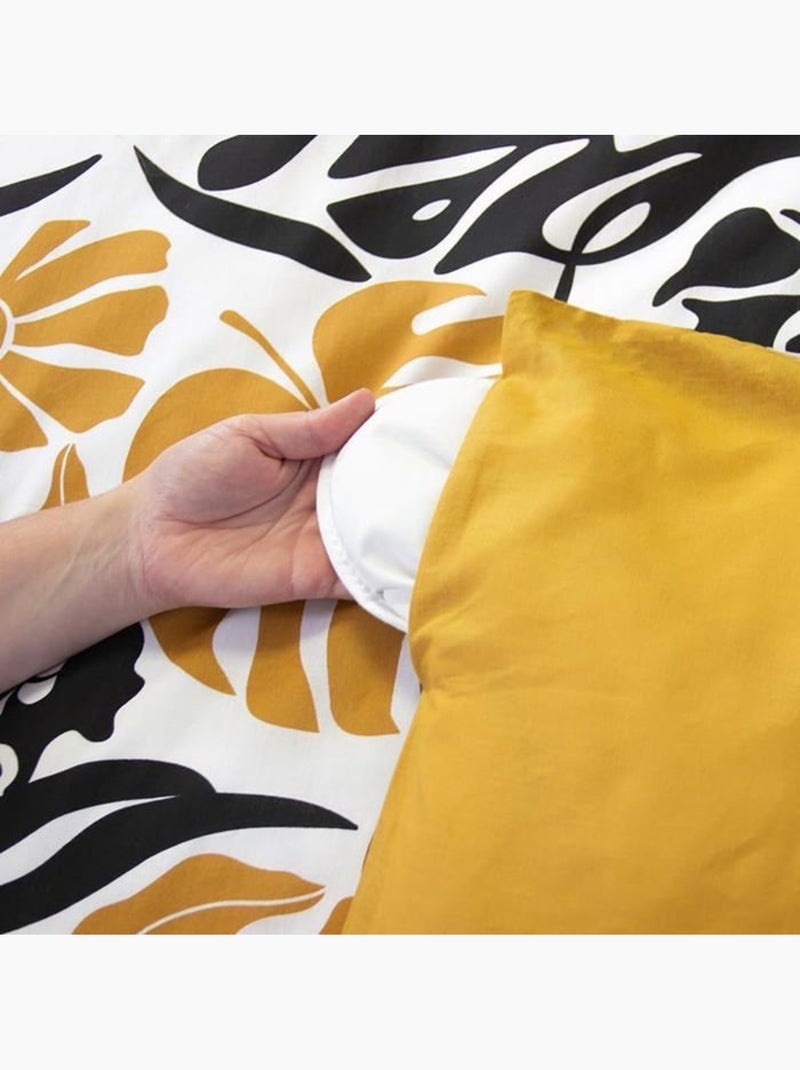 Parure de lit réversible coton - 3 pièces Jaune - Kiabi