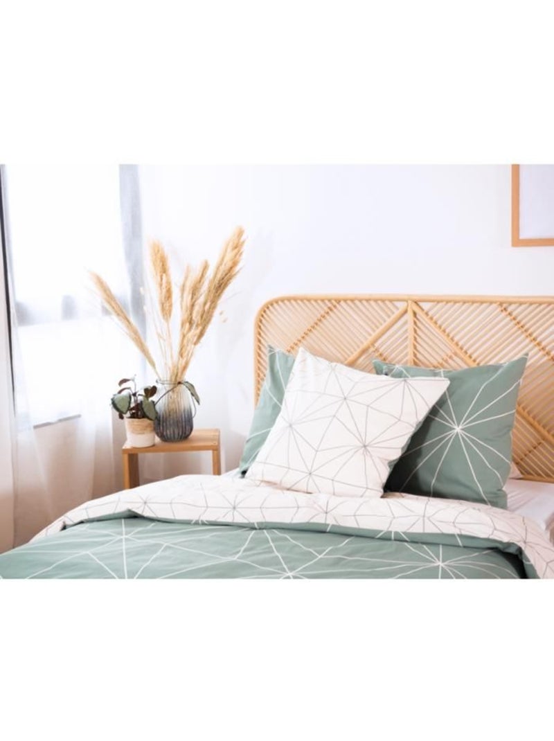 Parure de lit réversible coton - 3 pièces Vert - Kiabi