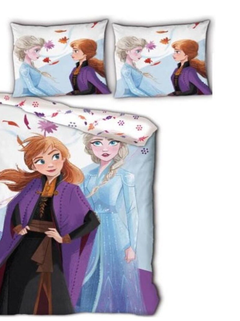 Parure de lit réversible Disney La Reine des Neiges - Anna et Elsa - 140 cm x 200 cm Multicolore - Kiabi