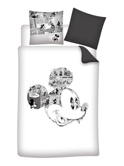Parure de lit réversible Disney Mickey - Bande Dessinée - Noir et Blanc - 140 cm x 200 cm - Kiabi