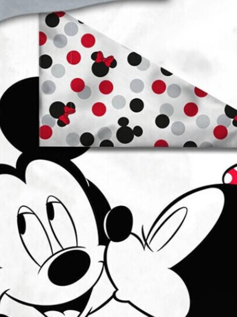 Parure de lit réversible Disney Mickey et Minnie - Bisou - 155 cm x 200 cm Multicolore - Kiabi