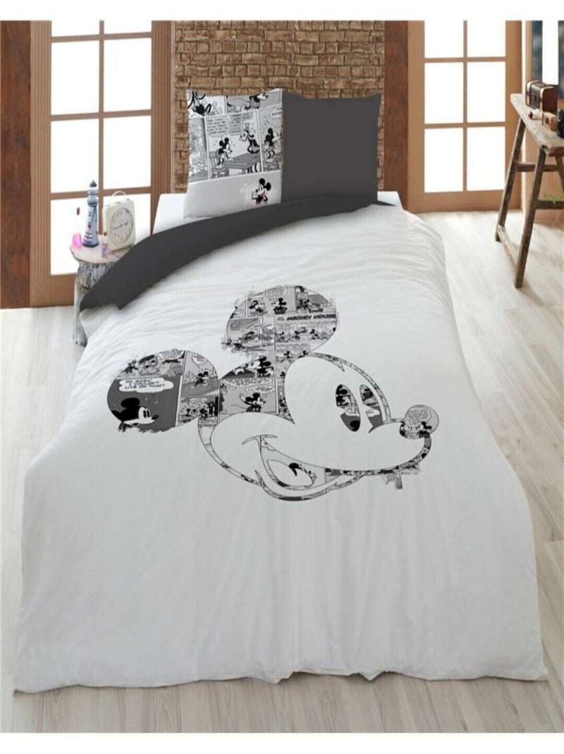Parure de lit réversible Disney Tête de Mickey - 135 cm x 200 cm Rouge - Kiabi
