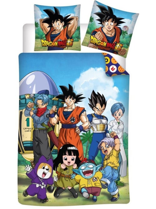 Parure de lit réversible Dragon Ball Z - San Goku et tous les personnages - 140 cm x 200 cm - Kiabi